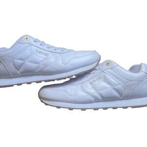Levi's Womens White Leather Low Top Sneakers Lace Up Athletic Shoes Size 8